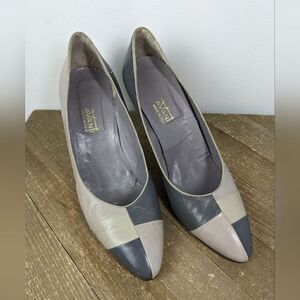 Vintage 80s leather heels pumps grey made in italy 38